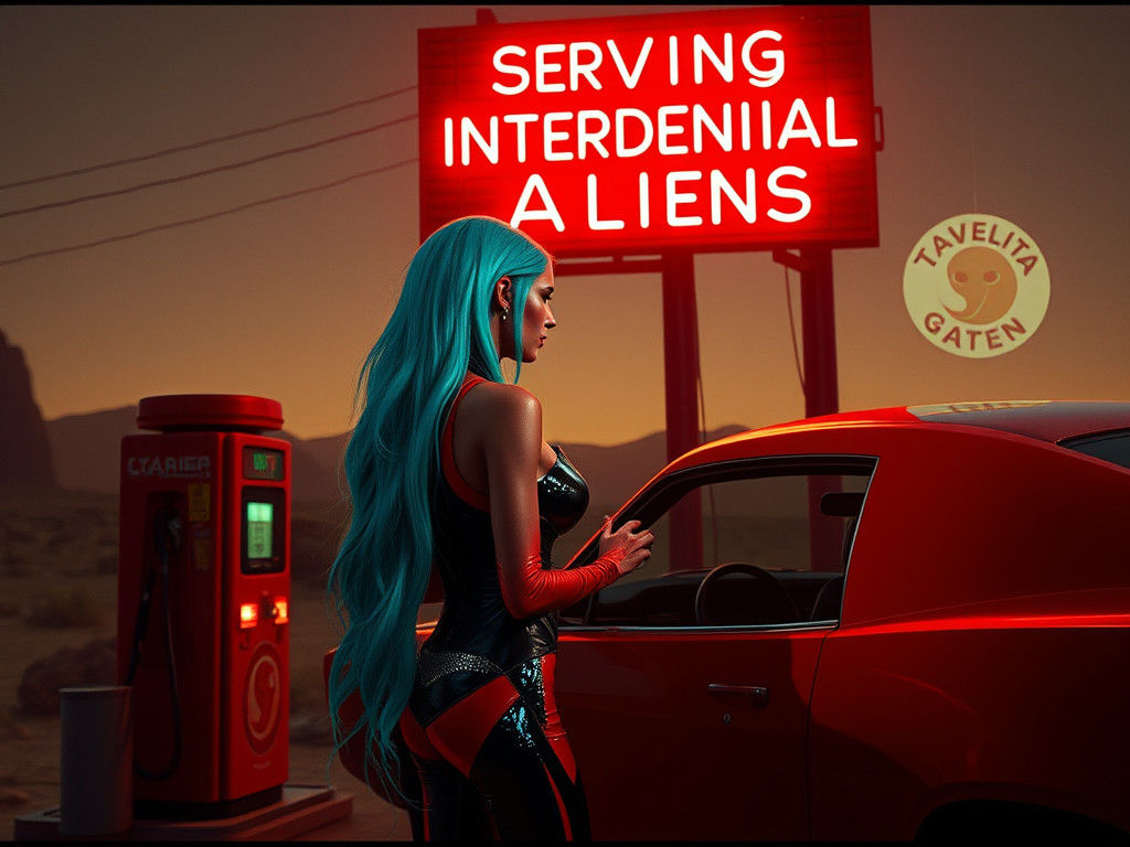 Intergalactic Alien Attendant at Gas Station