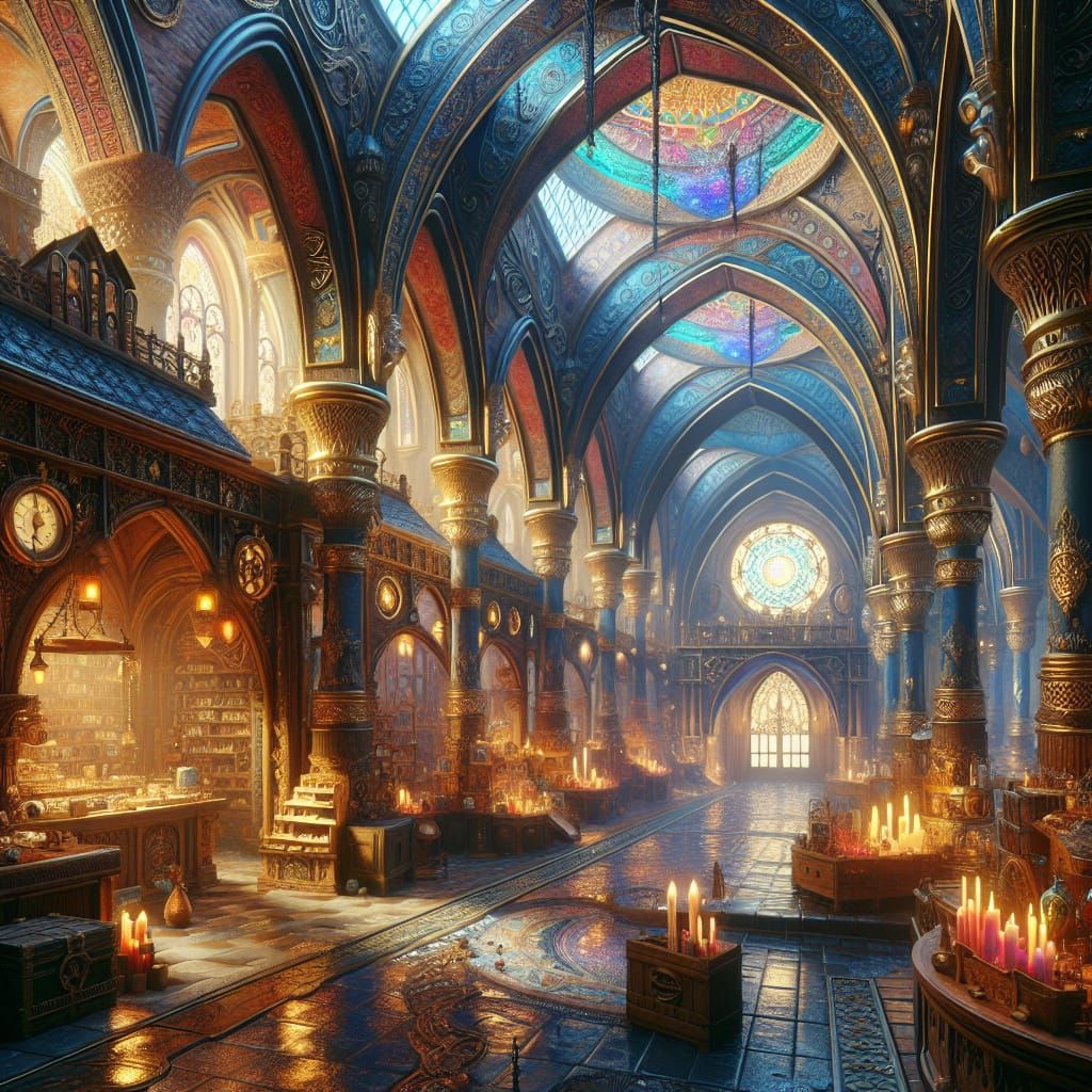 Enchanting Shop of Wonders as Detailed Matte Painting
