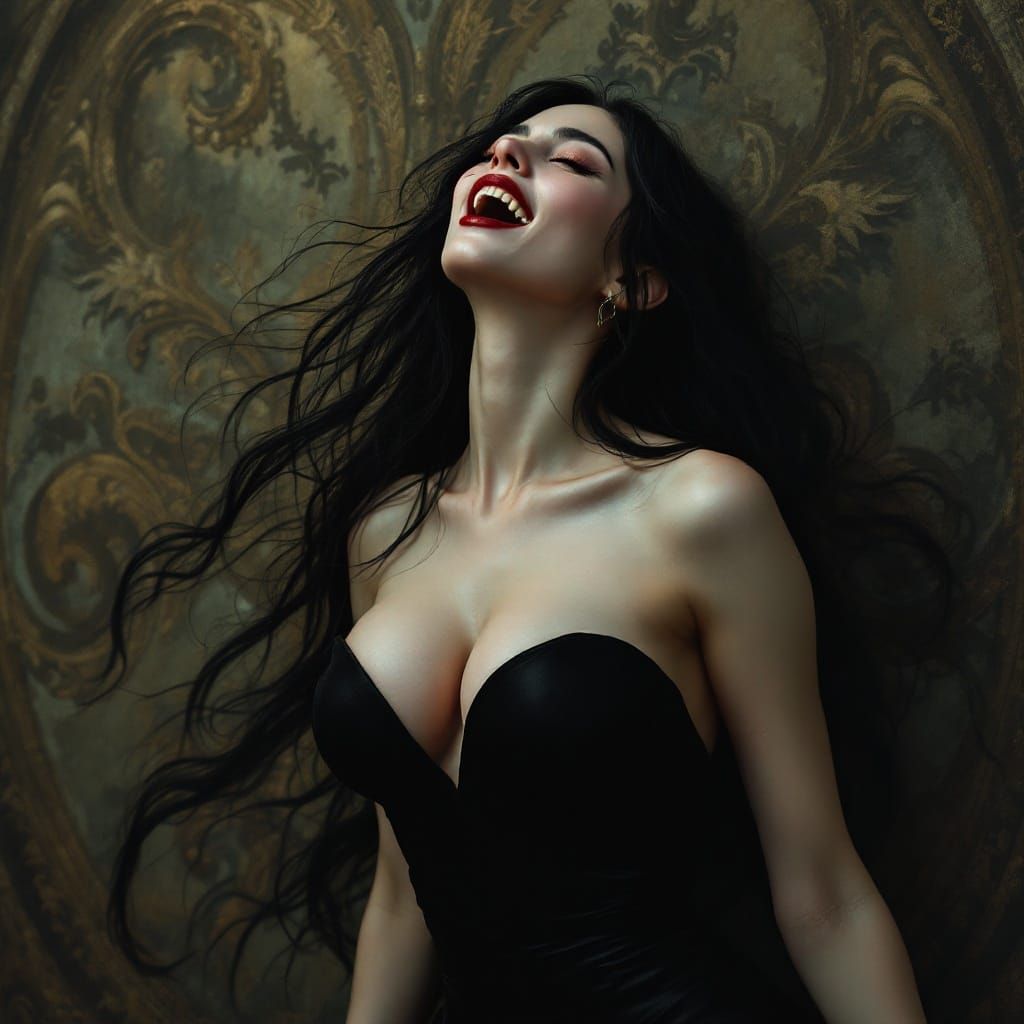 Gothic Vampire Woman's Supernatural Laughter