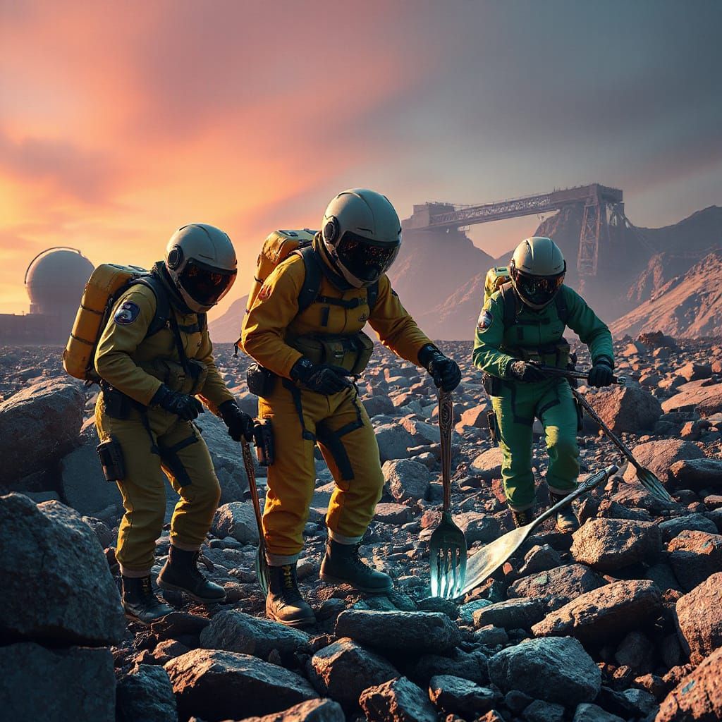 Futuristic Rescue Mission in Industrial Landscape