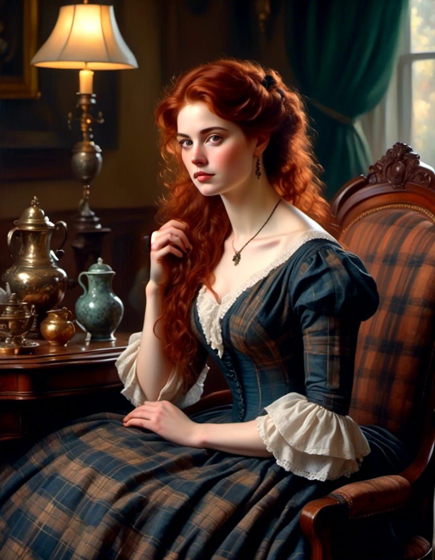 Victorian Woman Playing Solitaire Portrait