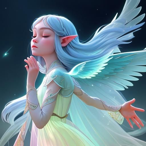 Elle Fanning as Ethereal Elf in Fantasy Art