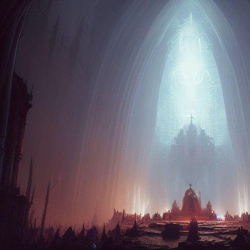 Holy Object Hidden in Hell, Dark Fantasy Concept Art