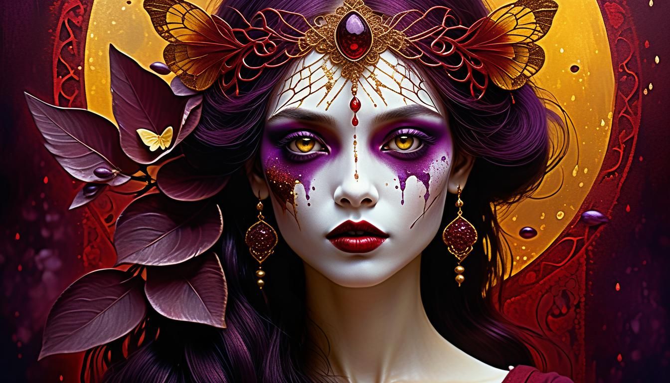 Ethereal Moon Priestess in Watercolor Lighting