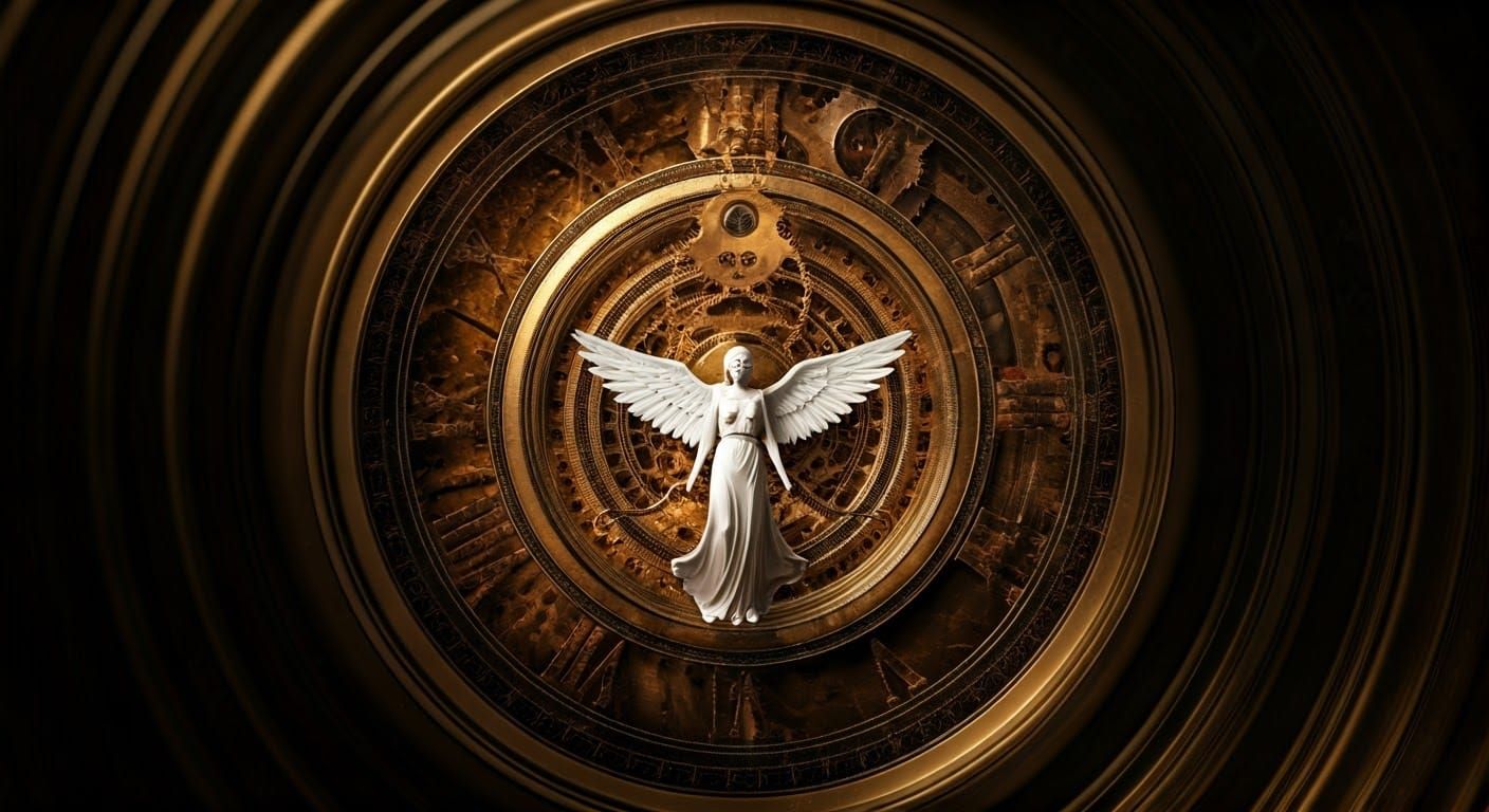 Steampunk Clockwork Angel with Ethereal Lighting