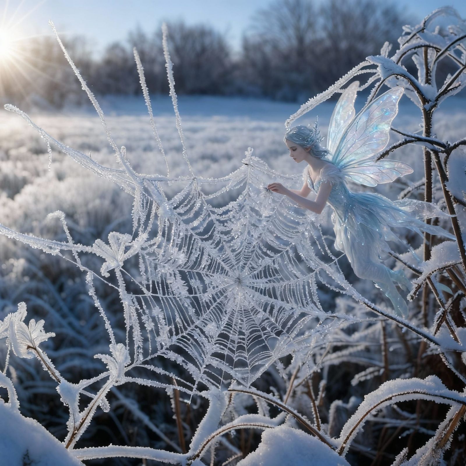 Dark Ice Fairy Sprinkles Hoar Frost on Nature