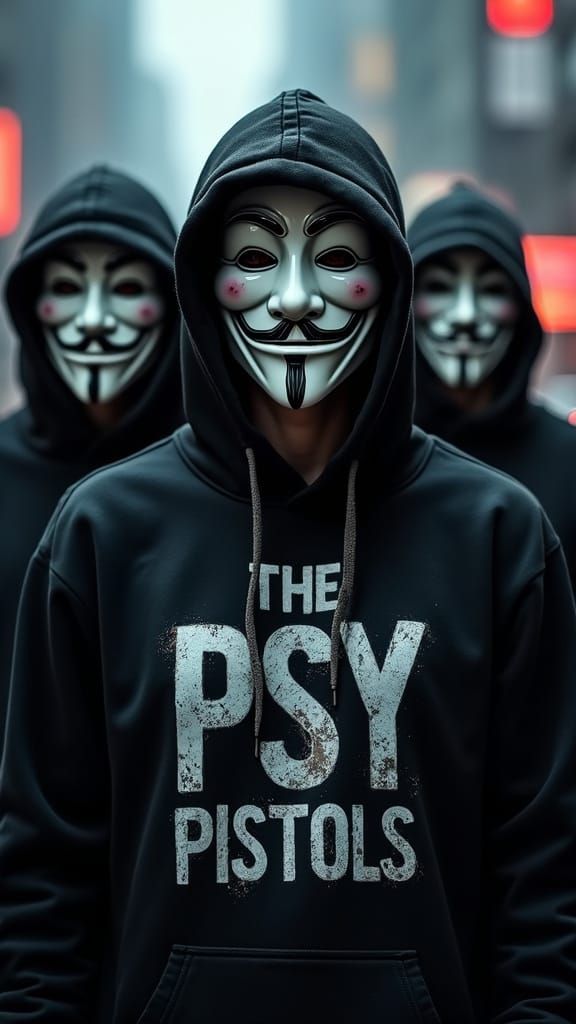 The PsY PisTols Graffiti Logo in Neon City