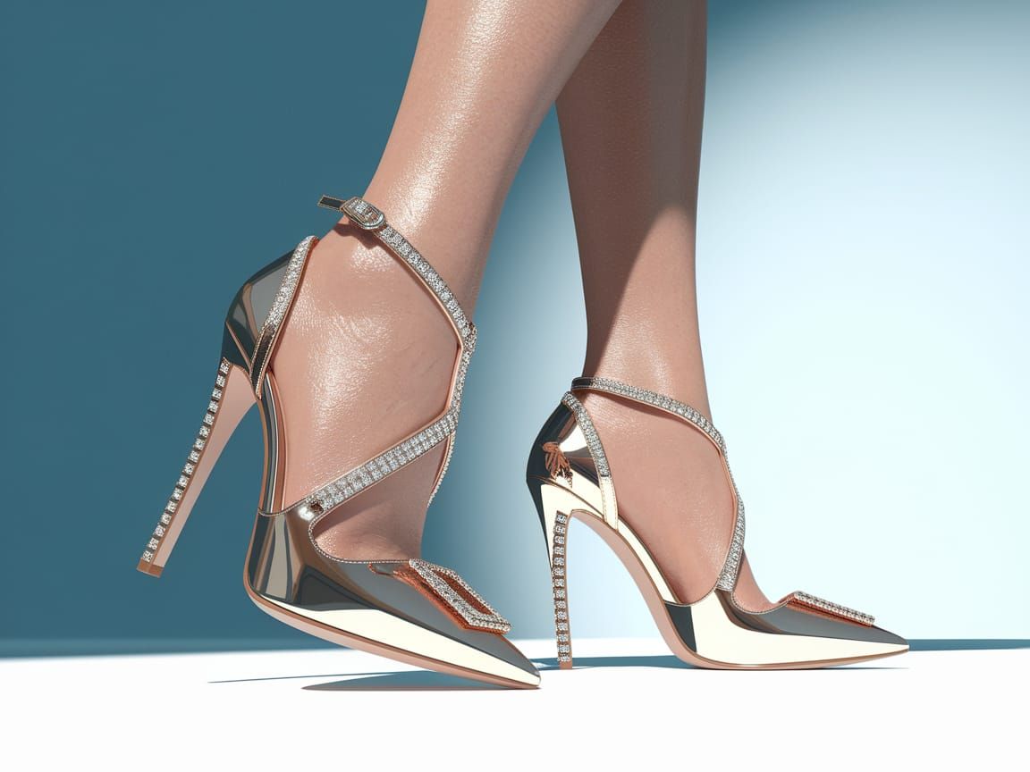 High Fashion Stiletto Shoes in Geometric Design