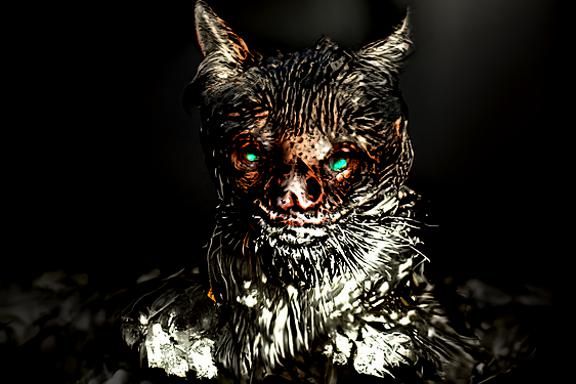 Sinister Cat in Dystopian Twilight: 3D Rendered Horror