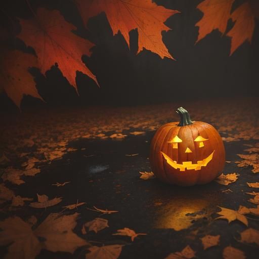 Hyper-Photorealistic Jack O'Lantern in Autumnal Landscape