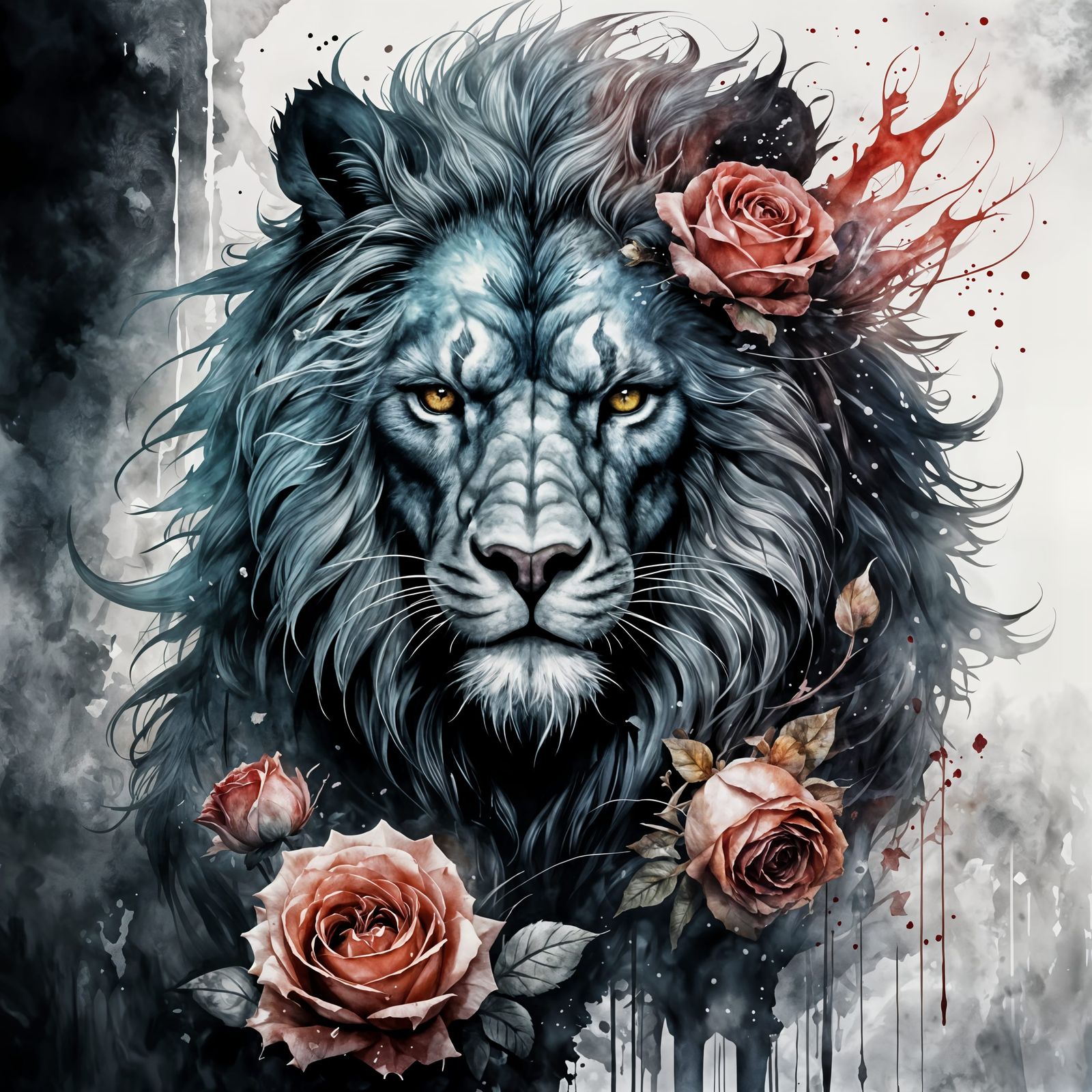 Fairy Cafe Seen Through Giant Rose, Beastly Figure