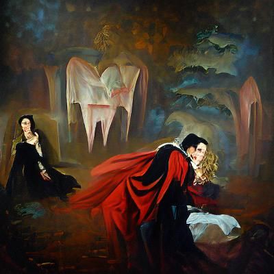 Dracula and Lucy Westenra in Oil Painting