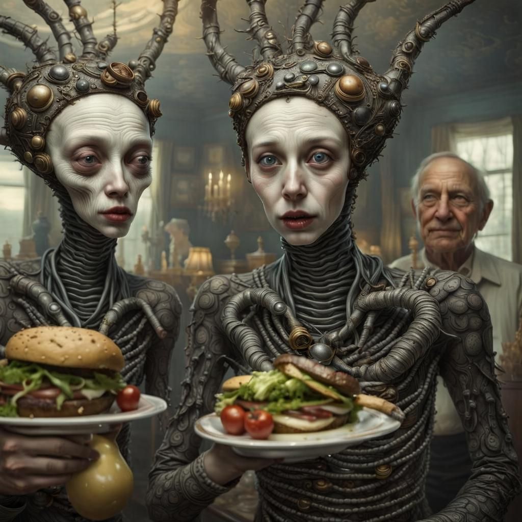Dreamlike Alien Feast in Hyperrealistic Digital Art