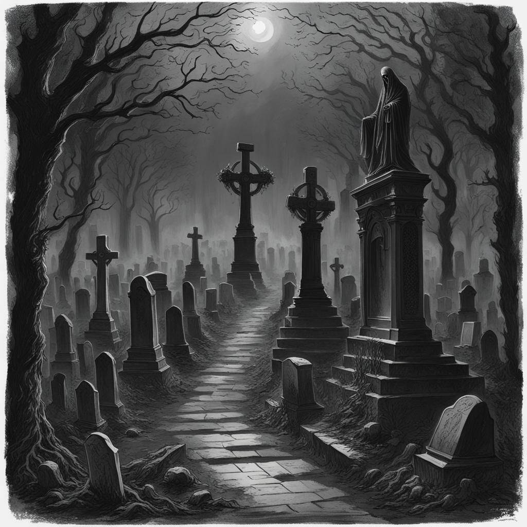 Creepy Cemetery in Horror Style