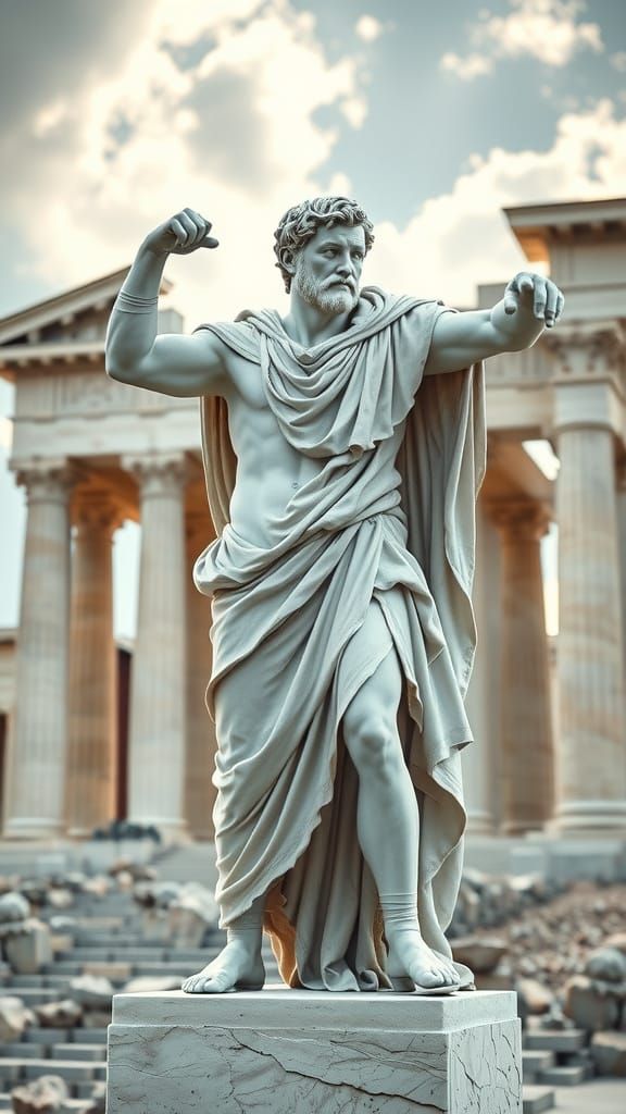 Classical Roman Statue in Epic Temple Setting