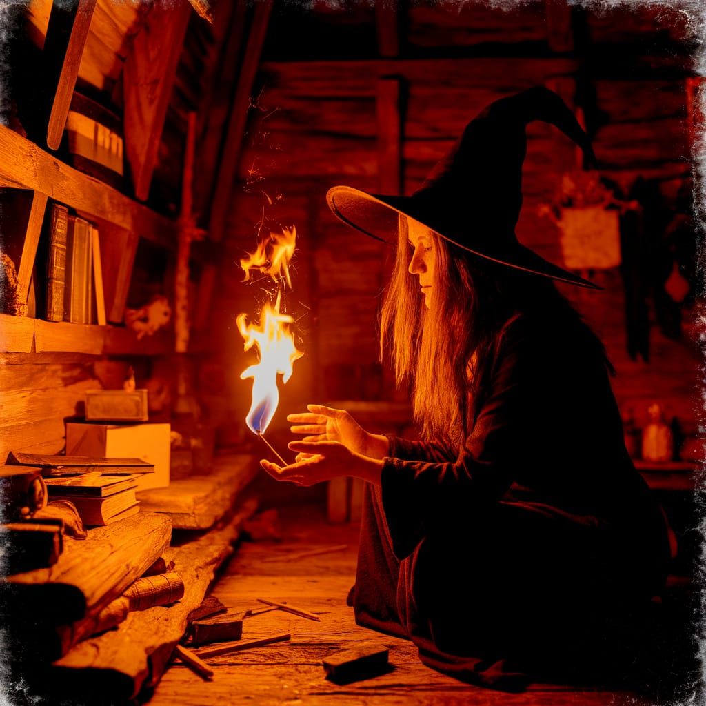 Witch's Hut: Flickering Flame in Cinematic Lighting