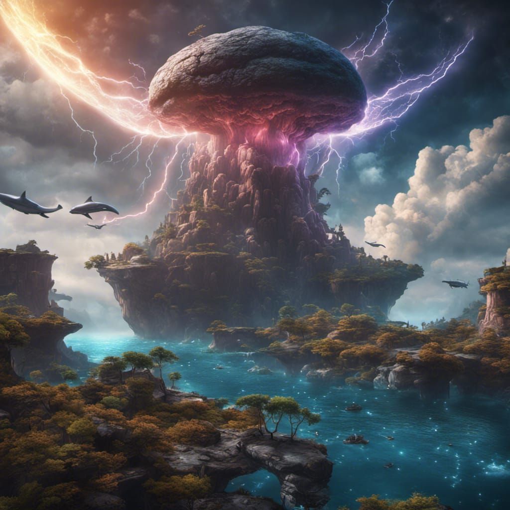 Floating Islands in Space with Fling Whale