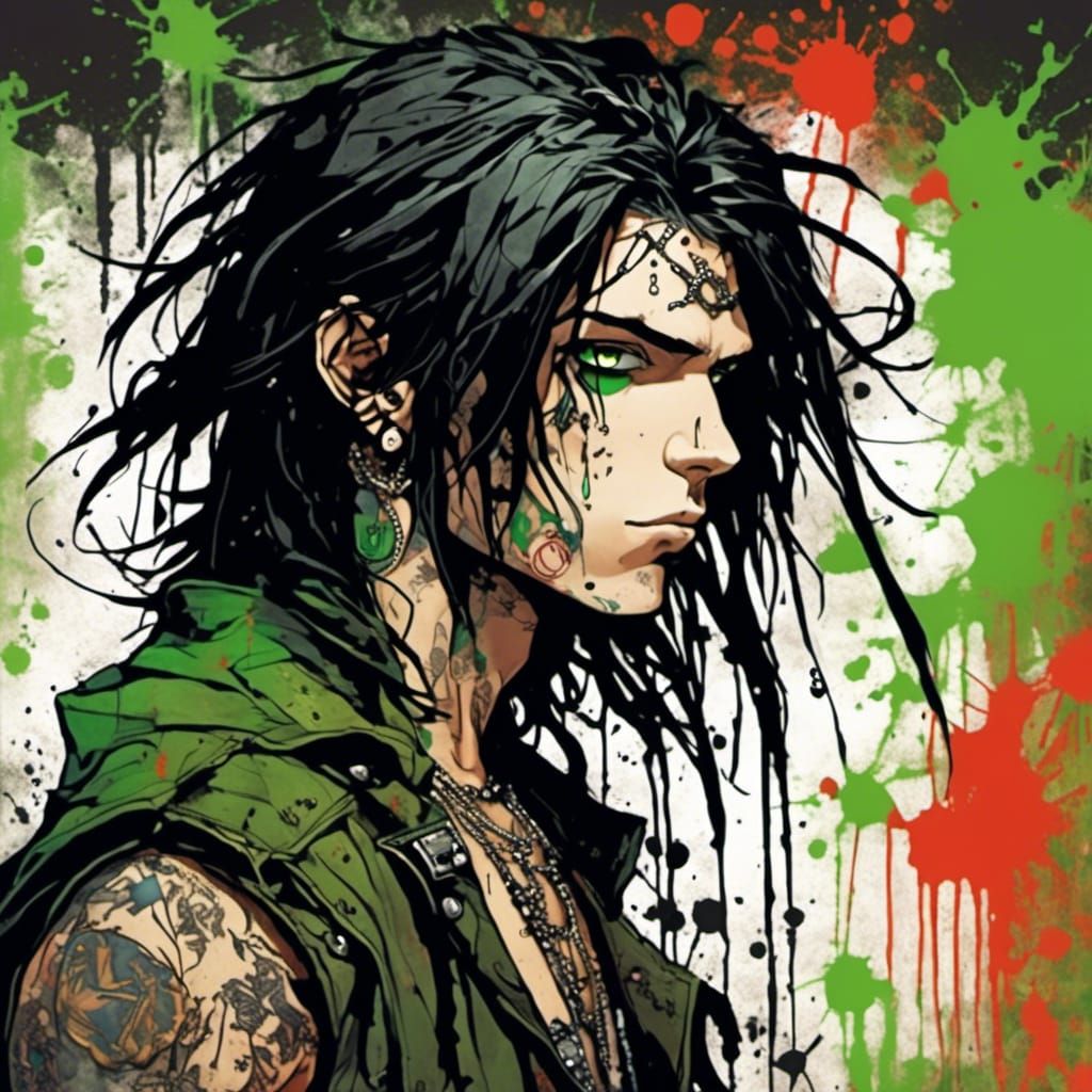 Cool Punk Character with Edgy Graffiti Style