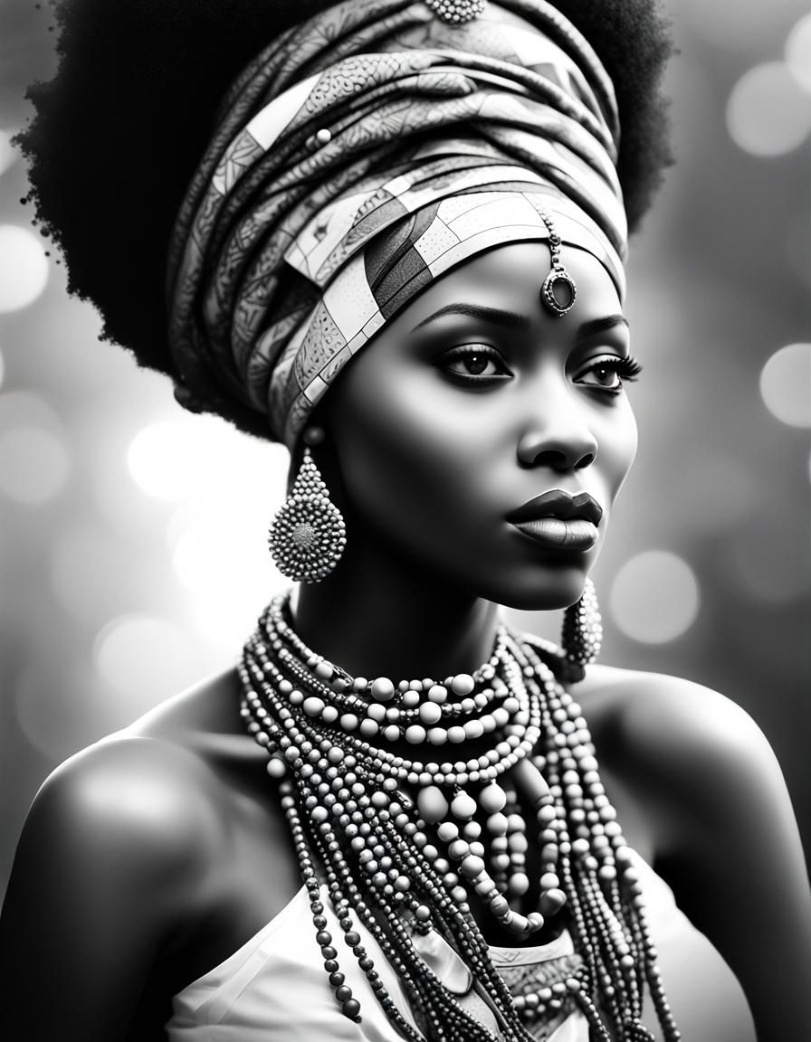 Colorful African Queen Portrait in Contemporary Style