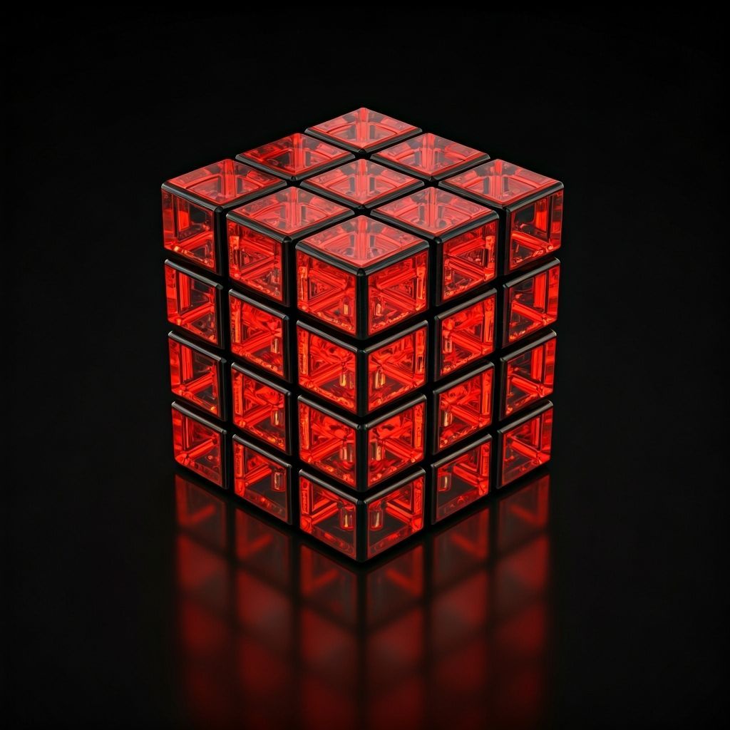 Transparent Rubik's Cube with Red Internals