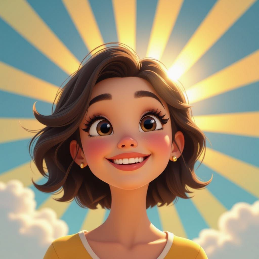 Cute Smiling Face in Pixar Disney 3D Style