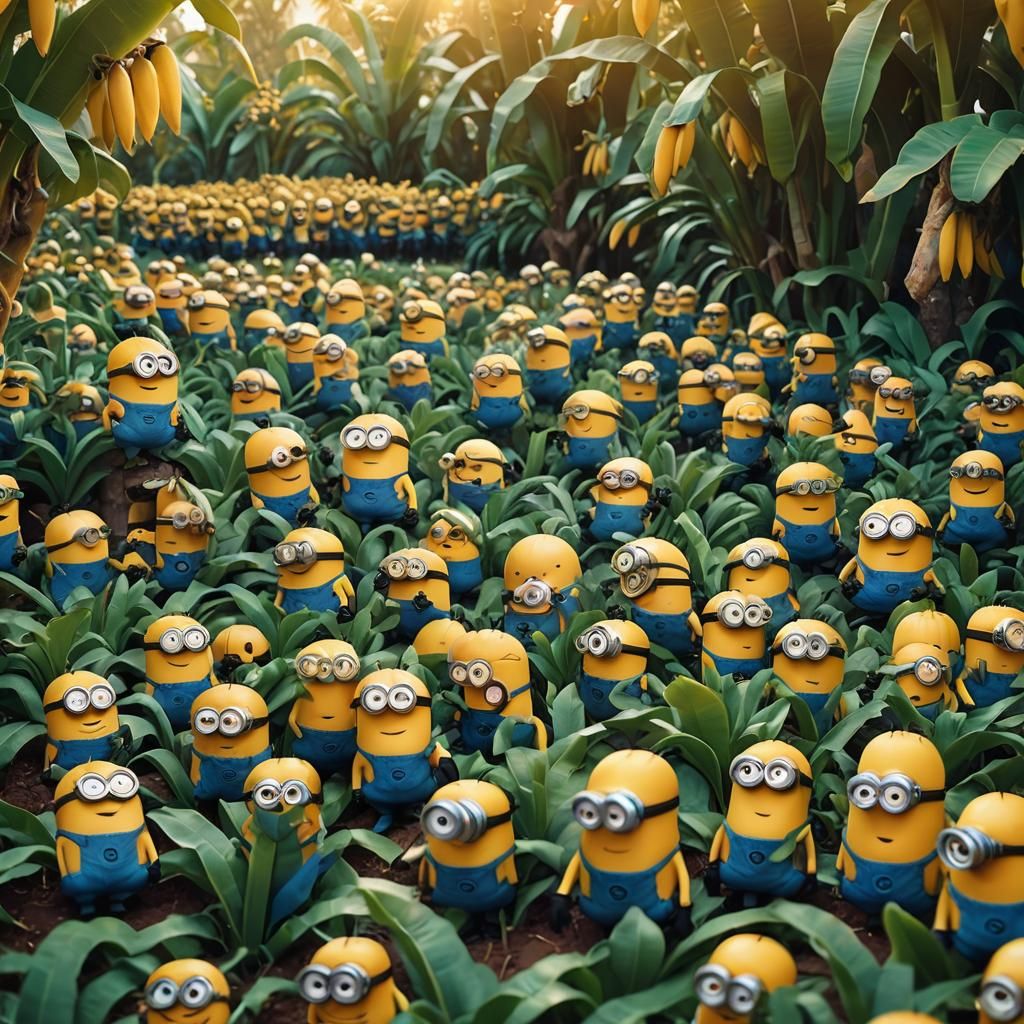 Happy Minions in Banana Plantation: DreamWorks Animation