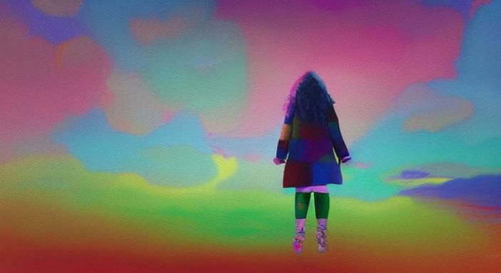 Surreal Rainbow Portrait of a Woman's Face