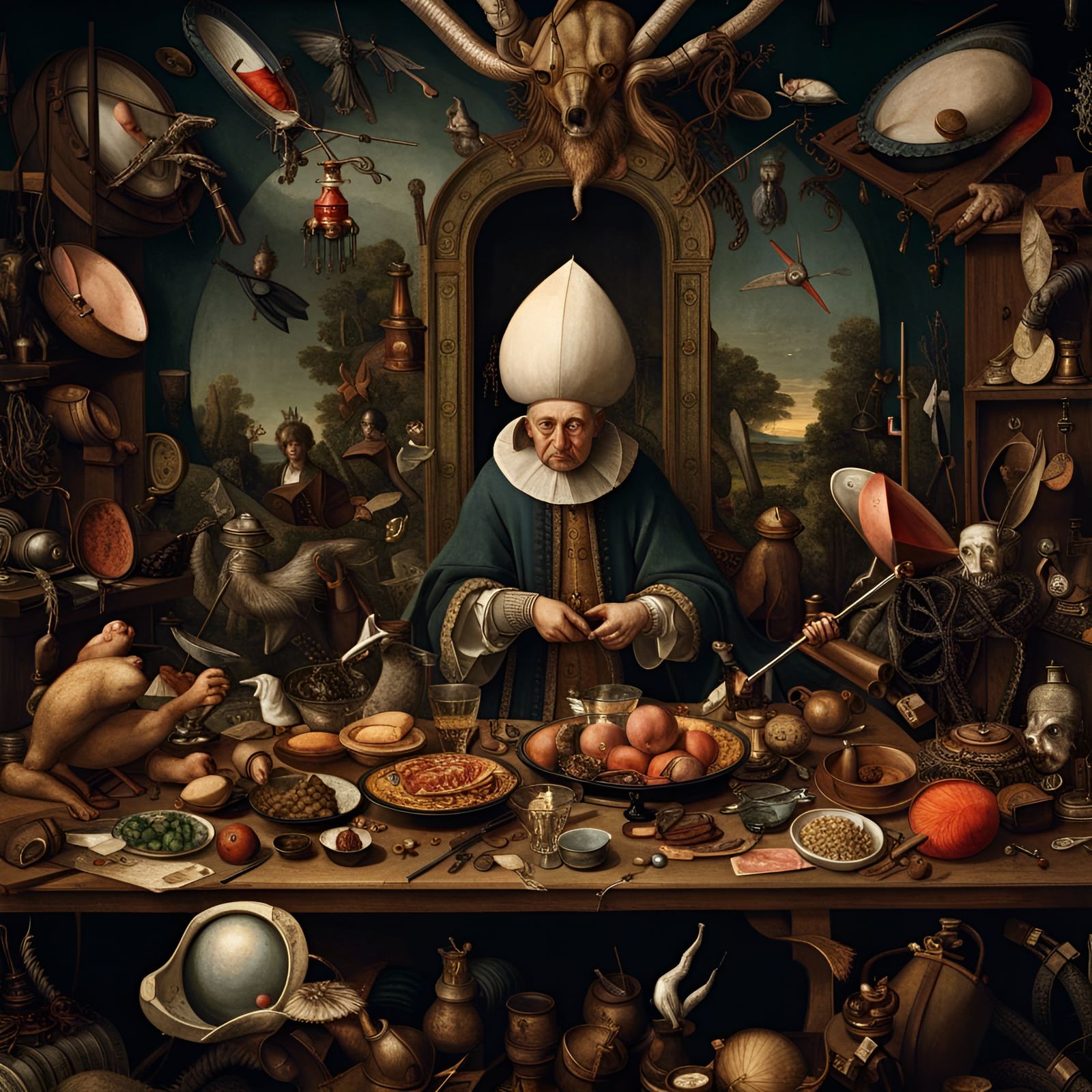 Hieronymus Bosch Style Maximalist Dreamscape