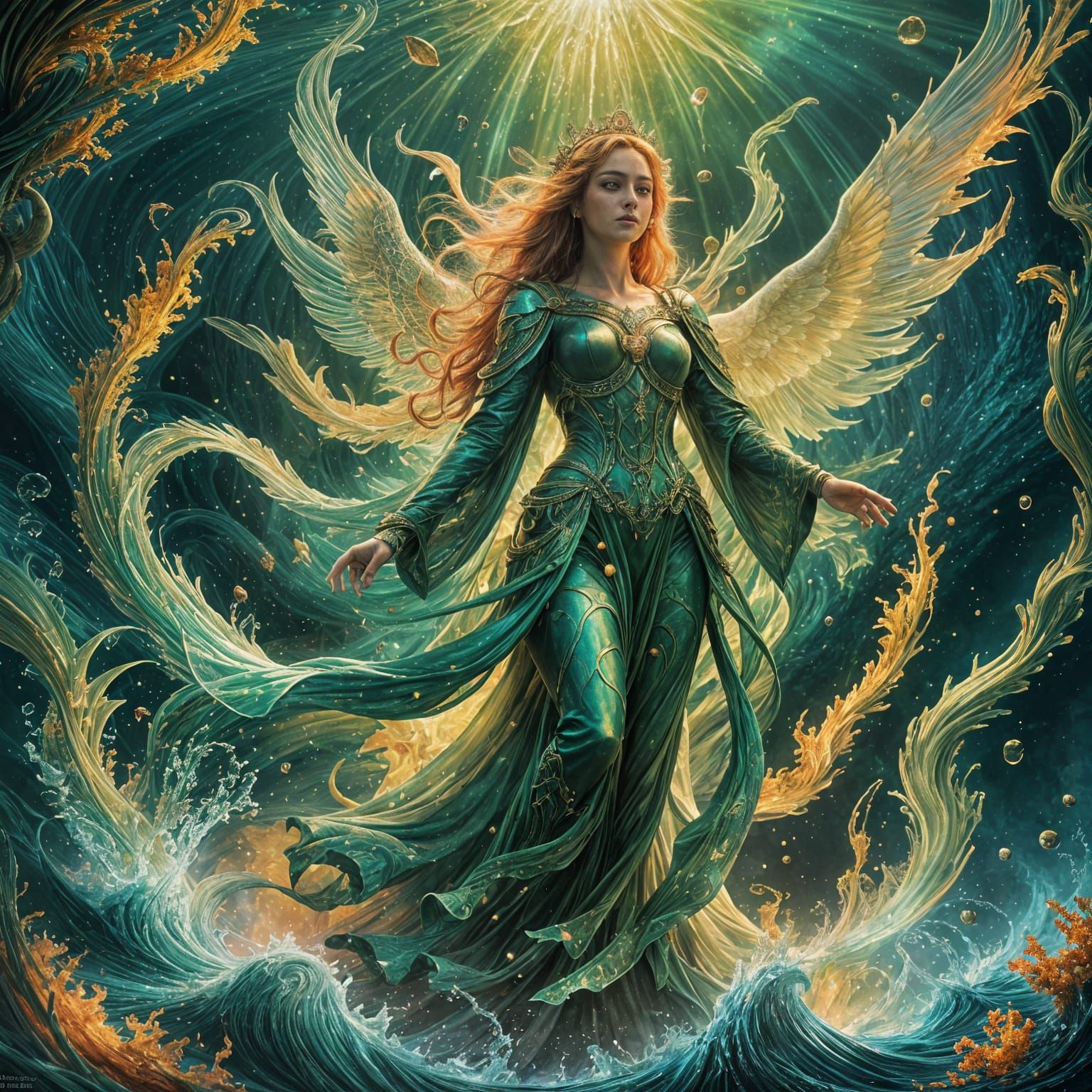 Angelic Queen in Psychedelic Ocean Fire