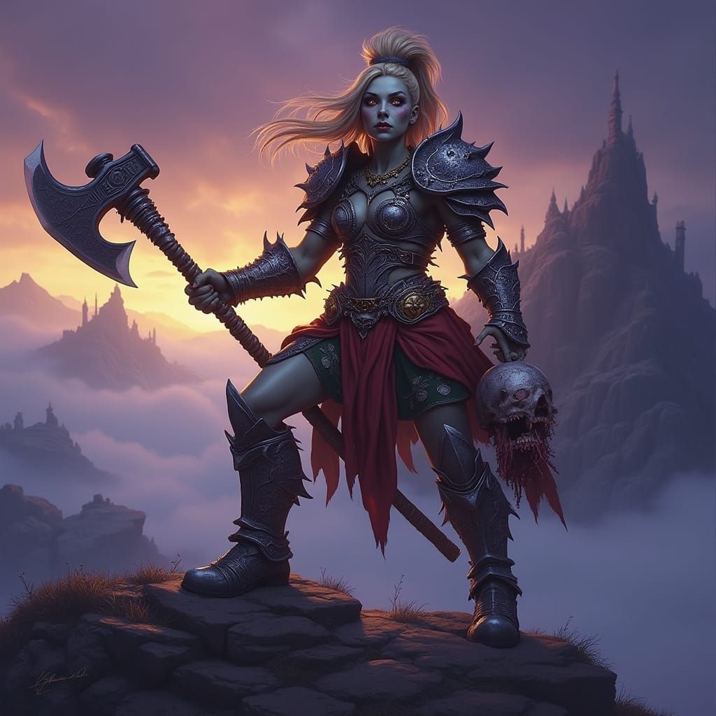 Troll Warlord with Axe, Sinister Dark Fantasy Style