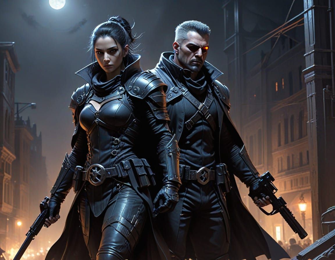 Cyberpunk Nightwatch Patrol in Neon City