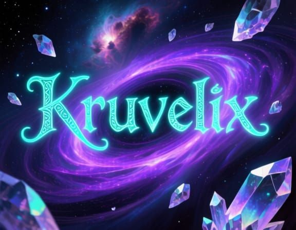 Kruvelix: Cosmic Vortex in Alien Script Illustration