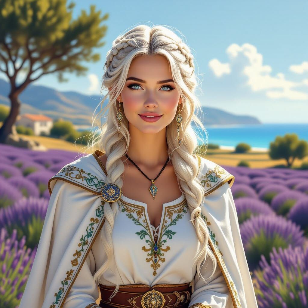 Viking Woman in Provence, Magical Realism Art