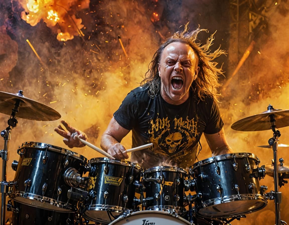 Lars Ulrich Intense Heavy Metal Concert Portrait