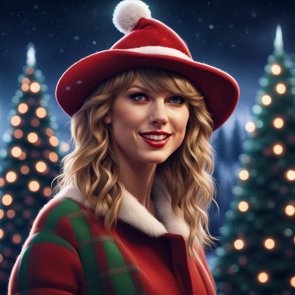 Taylor Swift at Christmas Tree Farm at Night