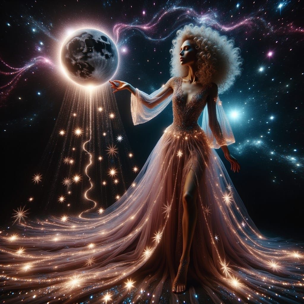 Surreal Goddess of the Cosmos Unleashes Celestial Stardust