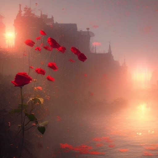 Red Roses, Blue Violets: Hyperdetailed Splash Art