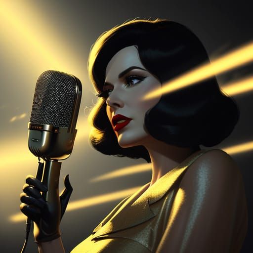 Film Noir Singer in Smoky Haze