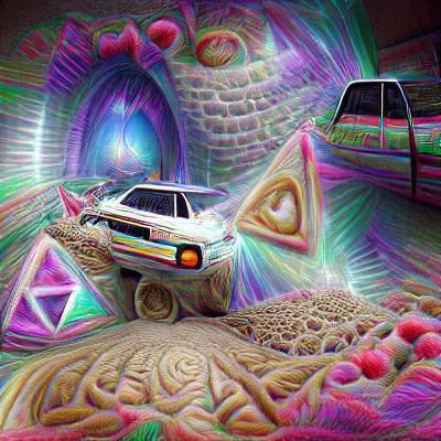 Toyota Corolla in Psychedelic DMT Realm 3D