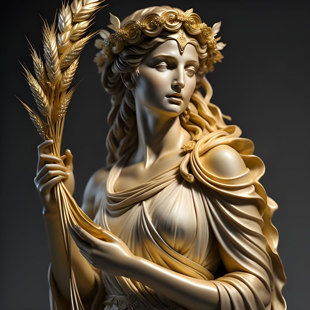 Demeter Statue Portrait in Digital Art Style