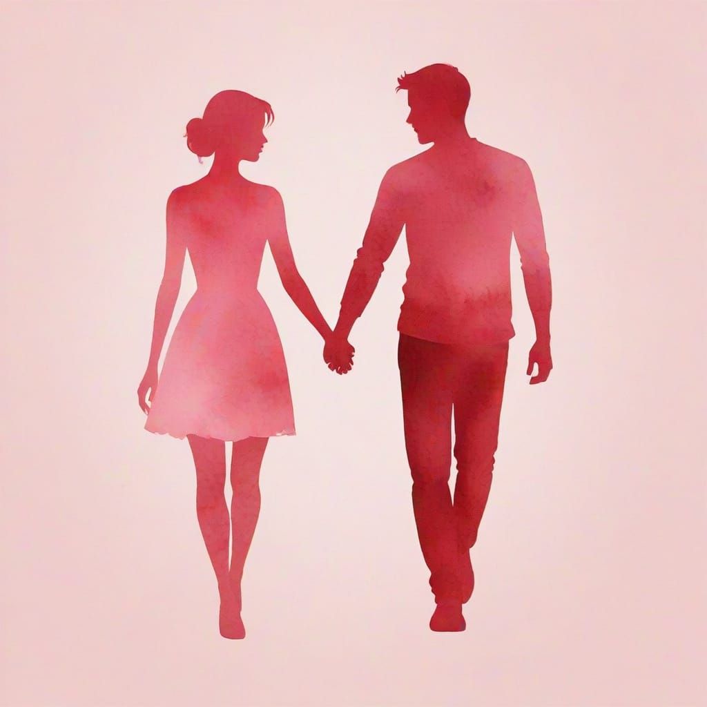 Romantic Watercolor Couple's Moment