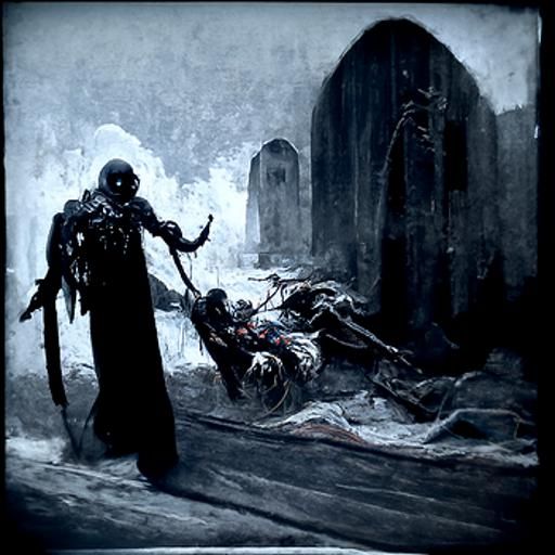 Death in a Dark Engraving Style