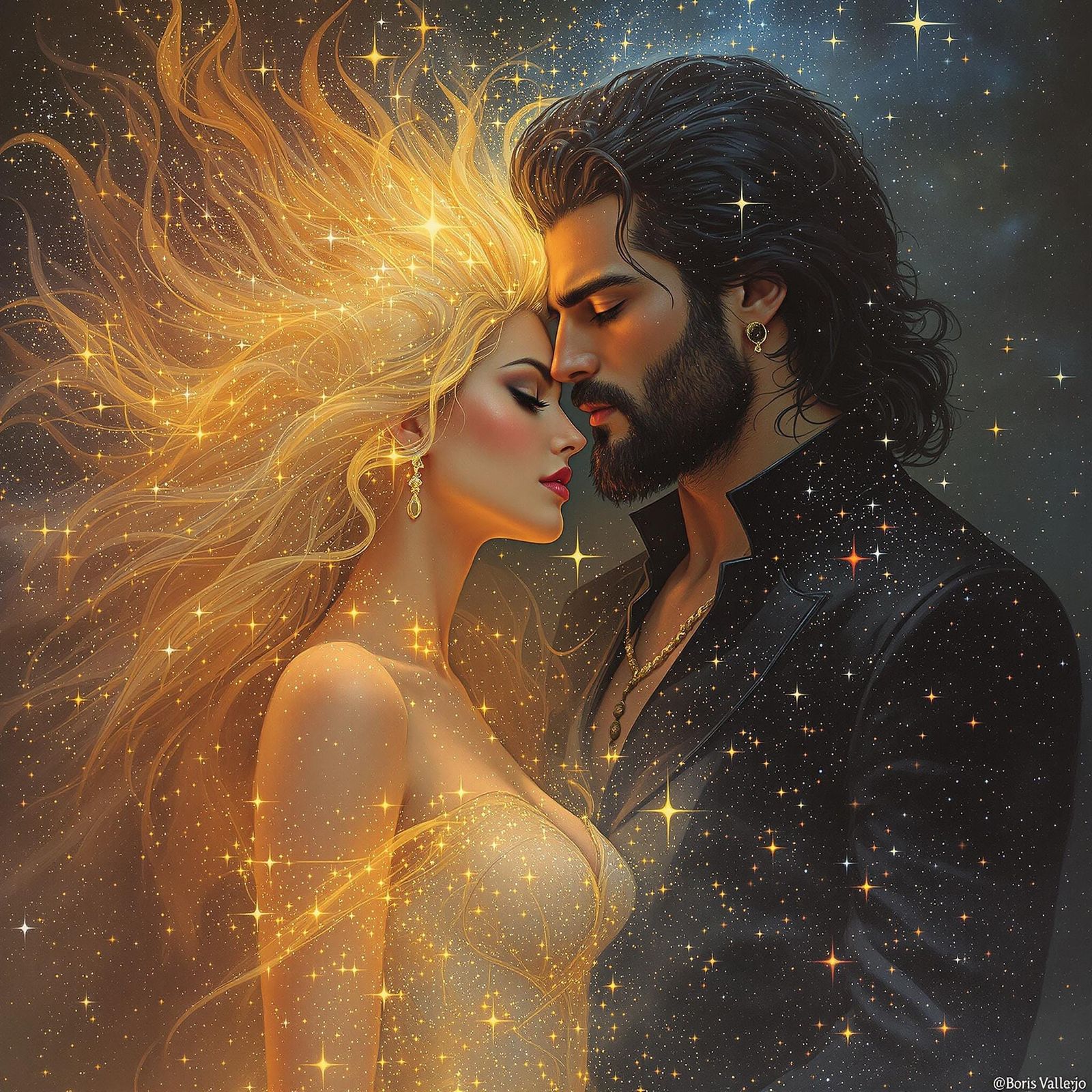 Cosmic Couple in Ethereal Fantasy Style