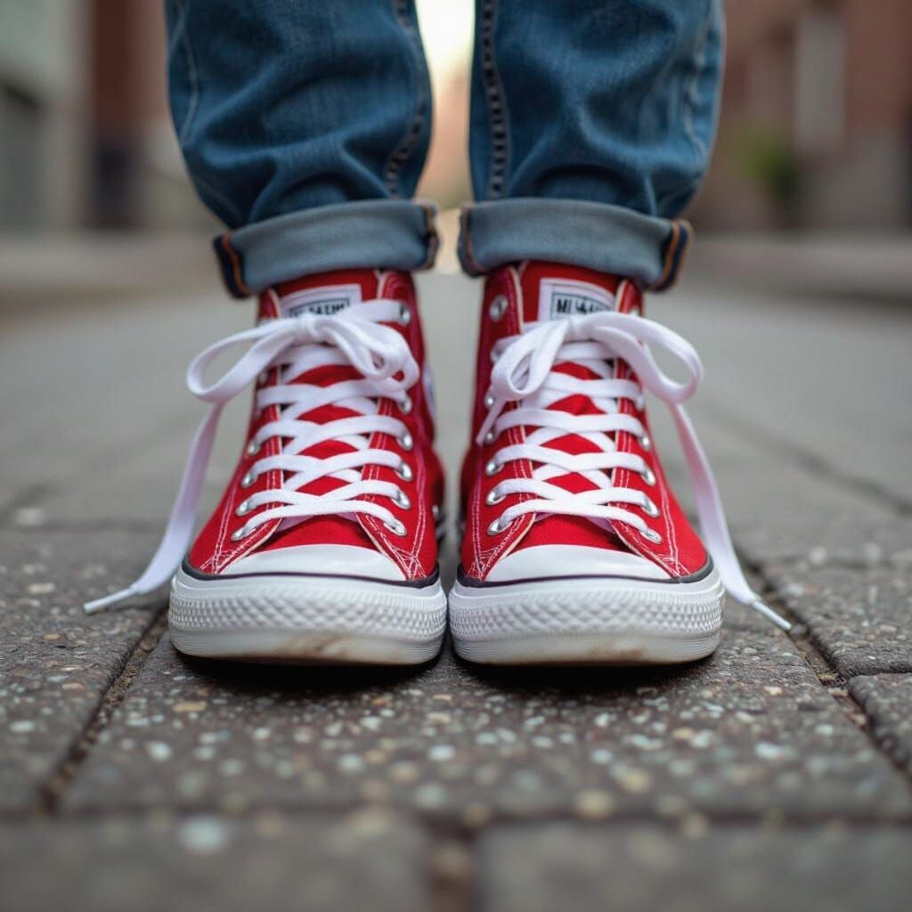 Red Converse Shoes and Jeans