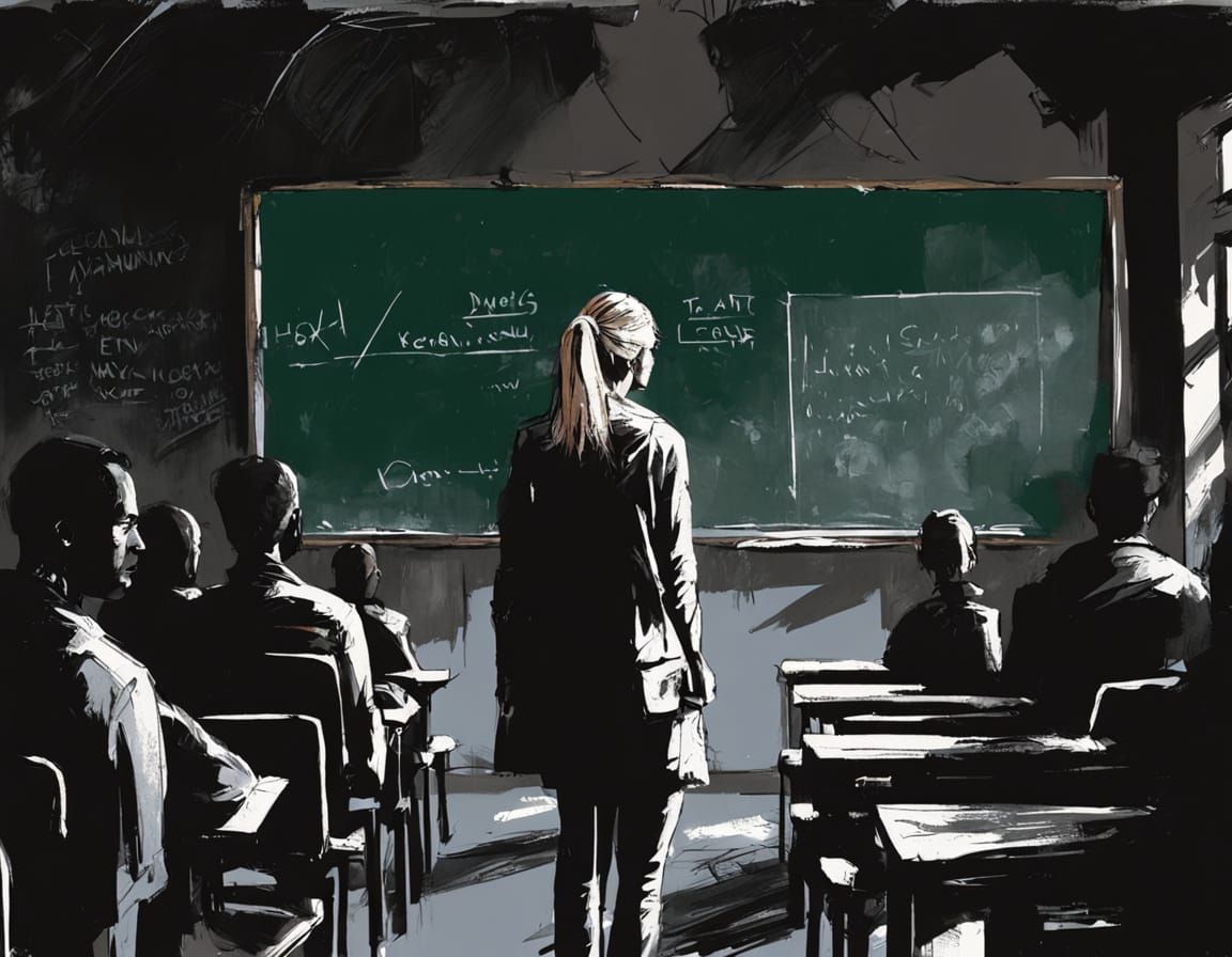 Woman Teaches Math in Abandoned Classroom