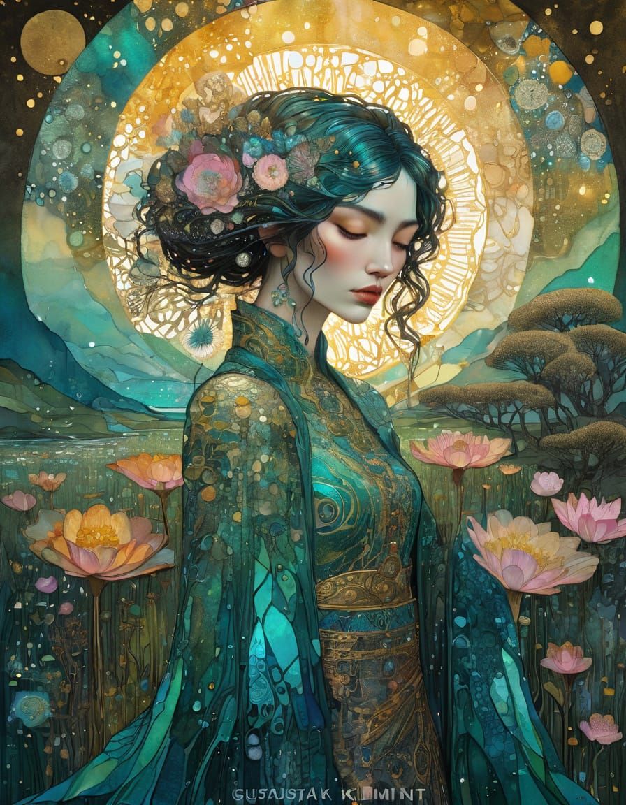 Ethereal Spring Oasis in Vibrant Aqua Hues