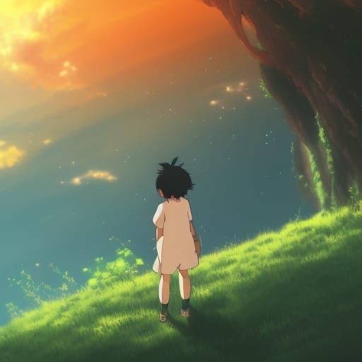 Baby in Studio Ghibli Anime Style