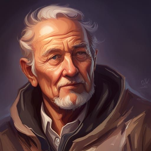 Old Man's First Sunrise: Hyperdetailed Artstation Portrait