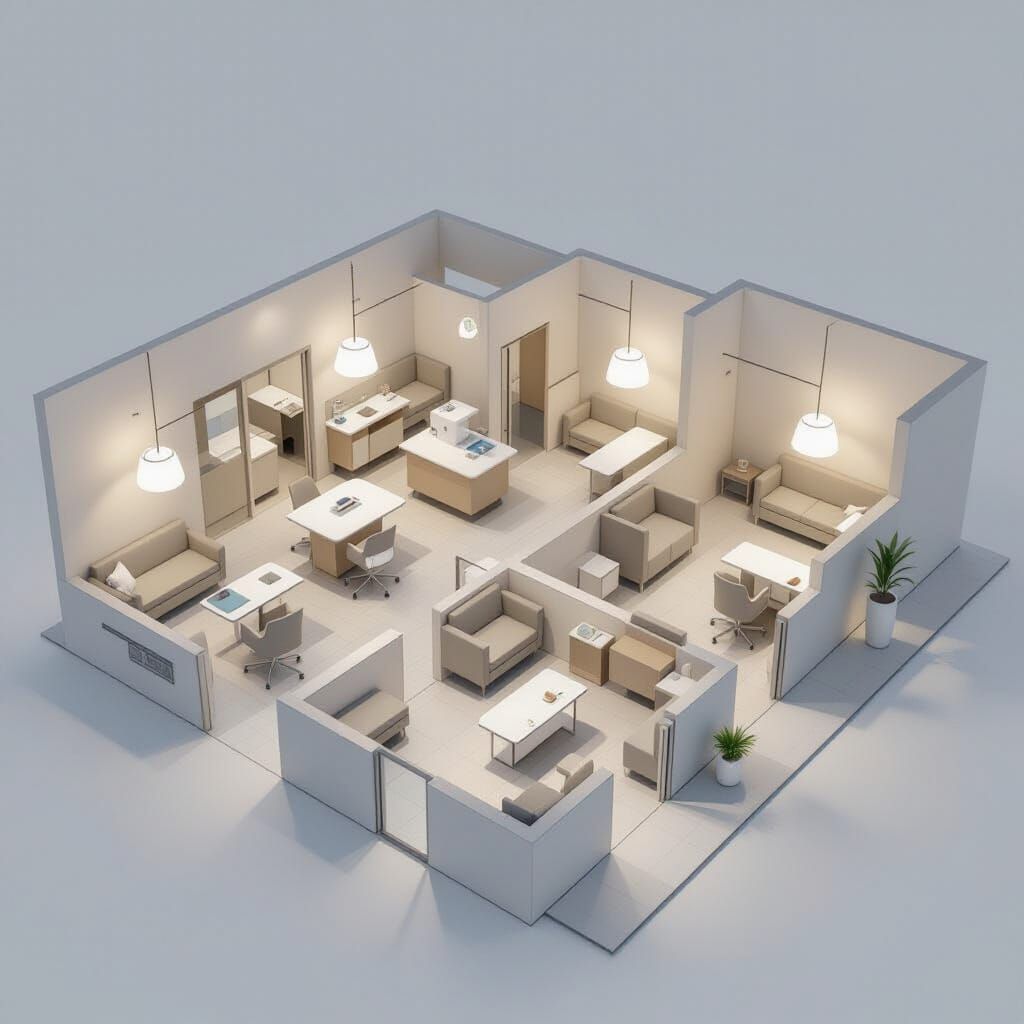 Modern Veterinary Clinic Floor Plan Architectural Visualizat...