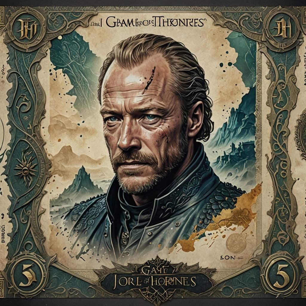 Jorah Mormont Art Banknote in Detailed Matte Painting